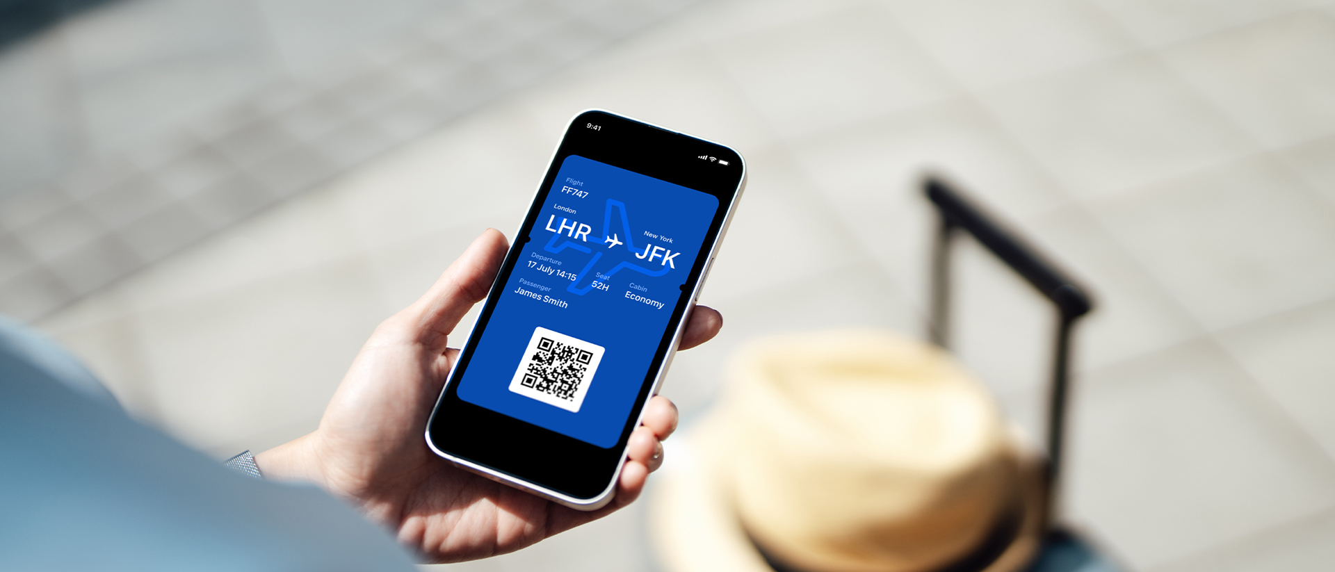 Purchasing Power Header 2 Plane ticket on phone