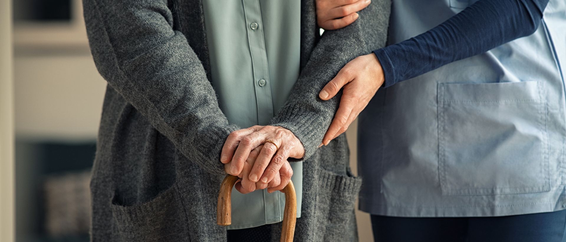 TEAM Header 1 carer holding onto old person's arm